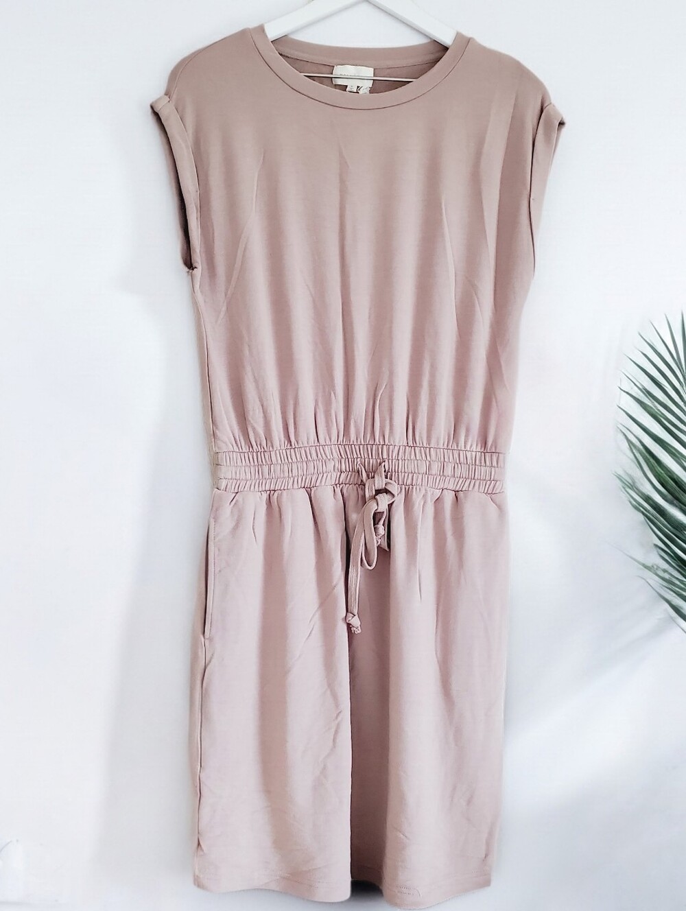 Nordstrom Melloday Tan Knit Stretch Women's Dress Sinched Waist NWT